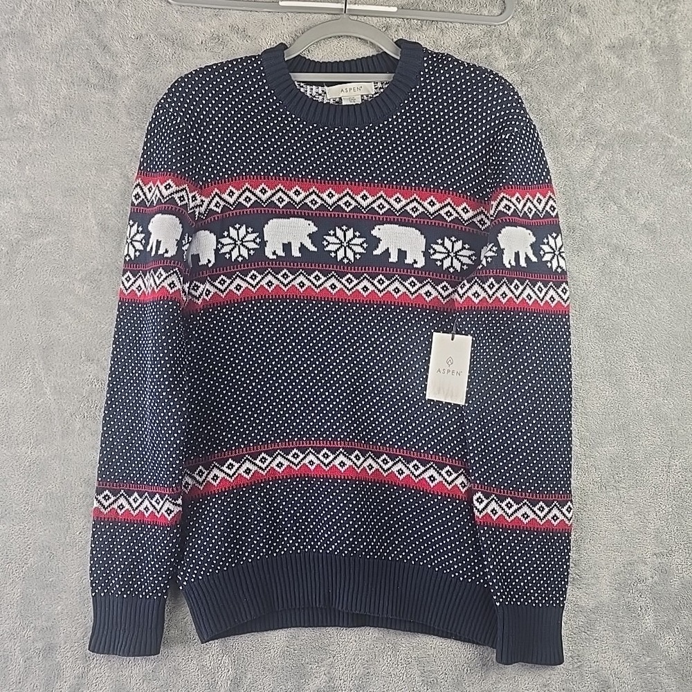 Aspen Sweater Mens‎ Size Medium Polar Bear Christmas Ski Fair Isle Nordic Winter